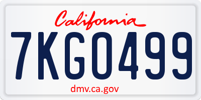 CA license plate 7KGO499