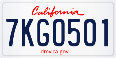 CA license plate 7KGO501