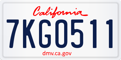 CA license plate 7KGO511
