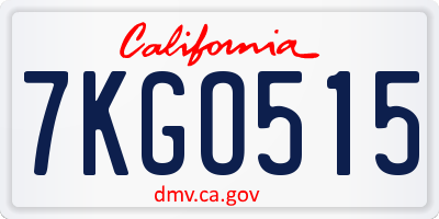 CA license plate 7KGO515