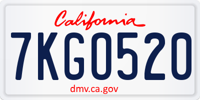 CA license plate 7KGO520