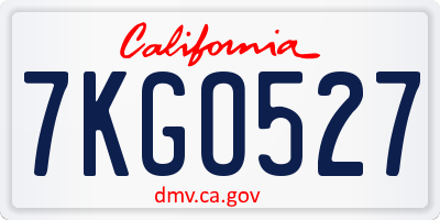 CA license plate 7KGO527