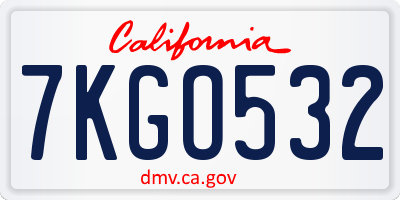 CA license plate 7KGO532