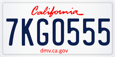 CA license plate 7KGO555
