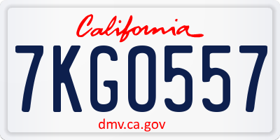 CA license plate 7KGO557