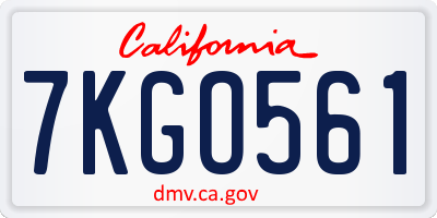 CA license plate 7KGO561