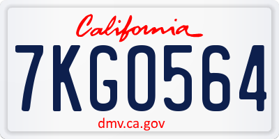 CA license plate 7KGO564