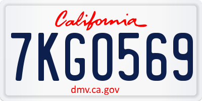 CA license plate 7KGO569