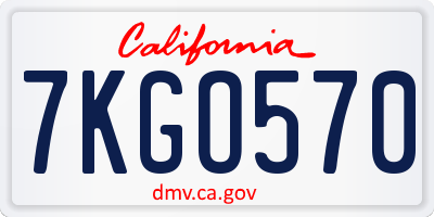 CA license plate 7KGO570