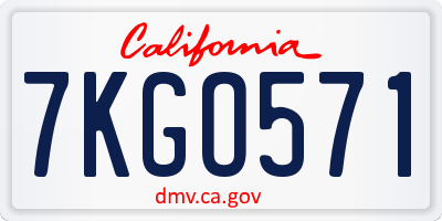 CA license plate 7KGO571