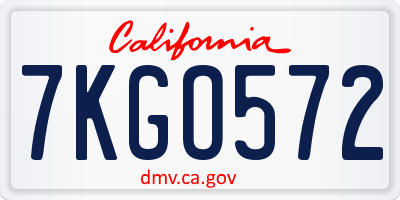 CA license plate 7KGO572