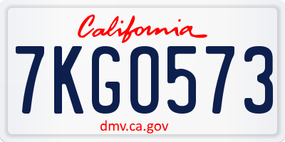 CA license plate 7KGO573
