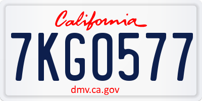 CA license plate 7KGO577