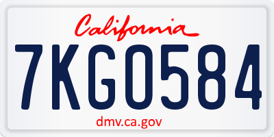 CA license plate 7KGO584