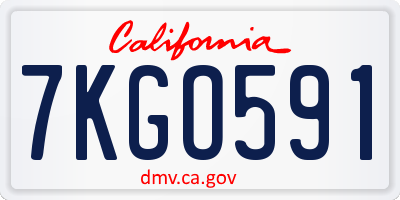 CA license plate 7KGO591