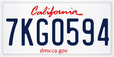 CA license plate 7KGO594