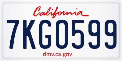 CA license plate 7KGO599
