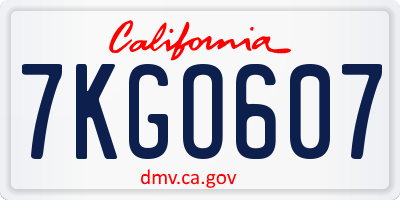 CA license plate 7KGO607