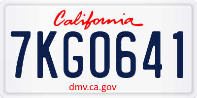 CA license plate 7KGO641