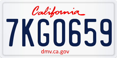 CA license plate 7KGO659