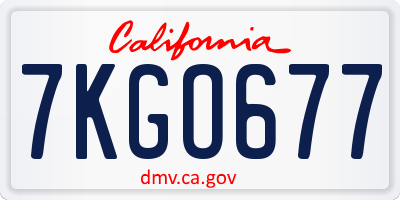 CA license plate 7KGO677