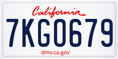 CA license plate 7KGO679