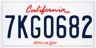 CA license plate 7KGO682