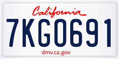 CA license plate 7KGO691