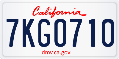 CA license plate 7KGO710