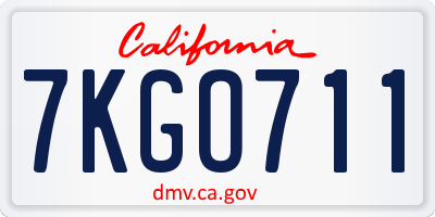 CA license plate 7KGO711