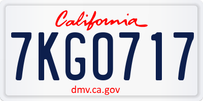 CA license plate 7KGO717