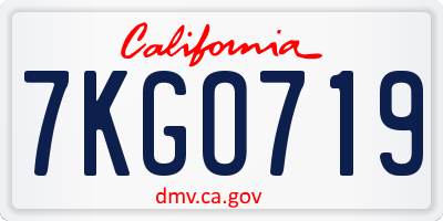 CA license plate 7KGO719