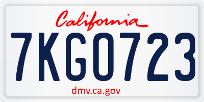 CA license plate 7KGO723