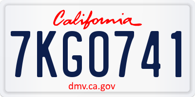 CA license plate 7KGO741