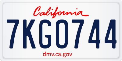 CA license plate 7KGO744