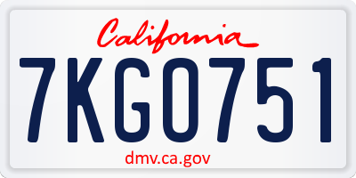 CA license plate 7KGO751