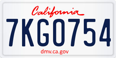CA license plate 7KGO754