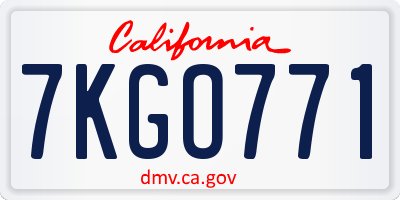 CA license plate 7KGO771
