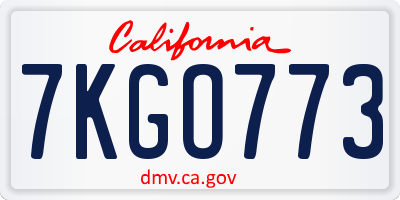 CA license plate 7KGO773