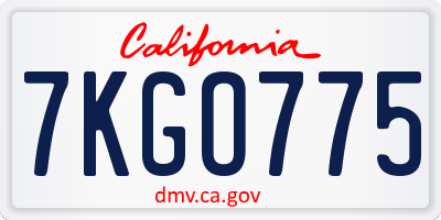CA license plate 7KGO775