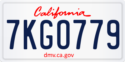 CA license plate 7KGO779