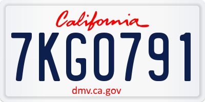 CA license plate 7KGO791