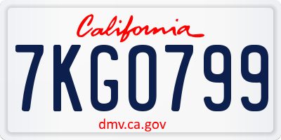 CA license plate 7KGO799