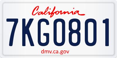 CA license plate 7KGO801