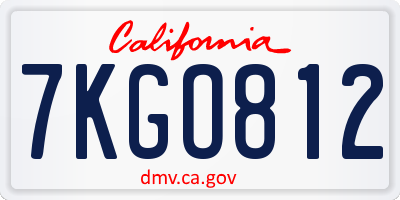 CA license plate 7KGO812