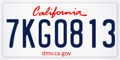 CA license plate 7KGO813