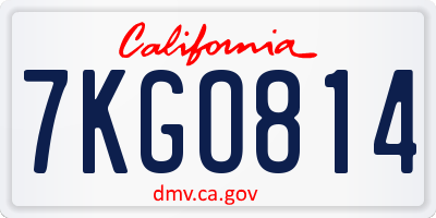 CA license plate 7KGO814