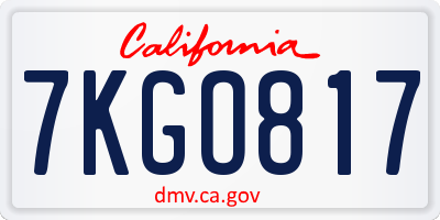 CA license plate 7KGO817