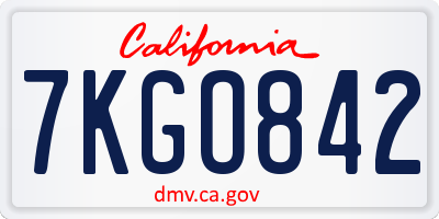 CA license plate 7KGO842