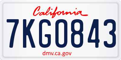 CA license plate 7KGO843